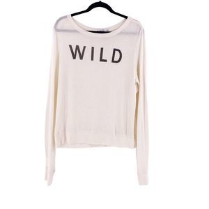 Wildfox Sweater Pullover Vanilla "Wild" Size Large Long Sleeve Lightweight